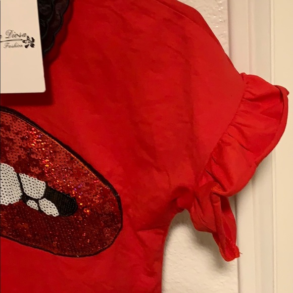 Red Cotton Dress with Lips - Picture 3 of 4